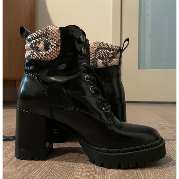 Black Leather Lace Booties - Picture 2 of 3